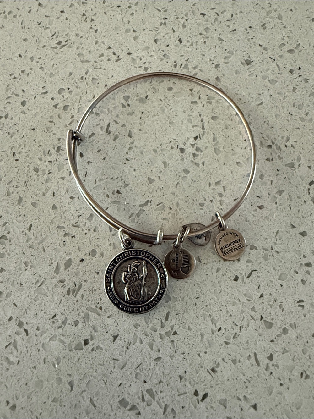 Alex and Ani Silver Saint Christopher Charm Bangle